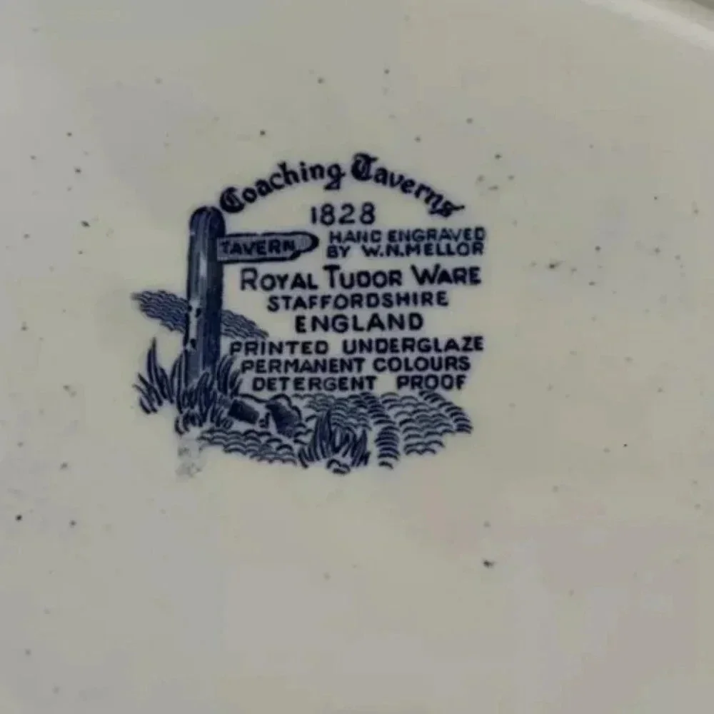 Vintage Royal Tudor Ware England Coaching Taverns 1828 Serving Oval Platter Tray - Picture 3 of 4